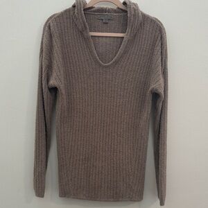 Barefoot Dreams CozyChic Lite Rib Knit Hoodie in Brown - Size S